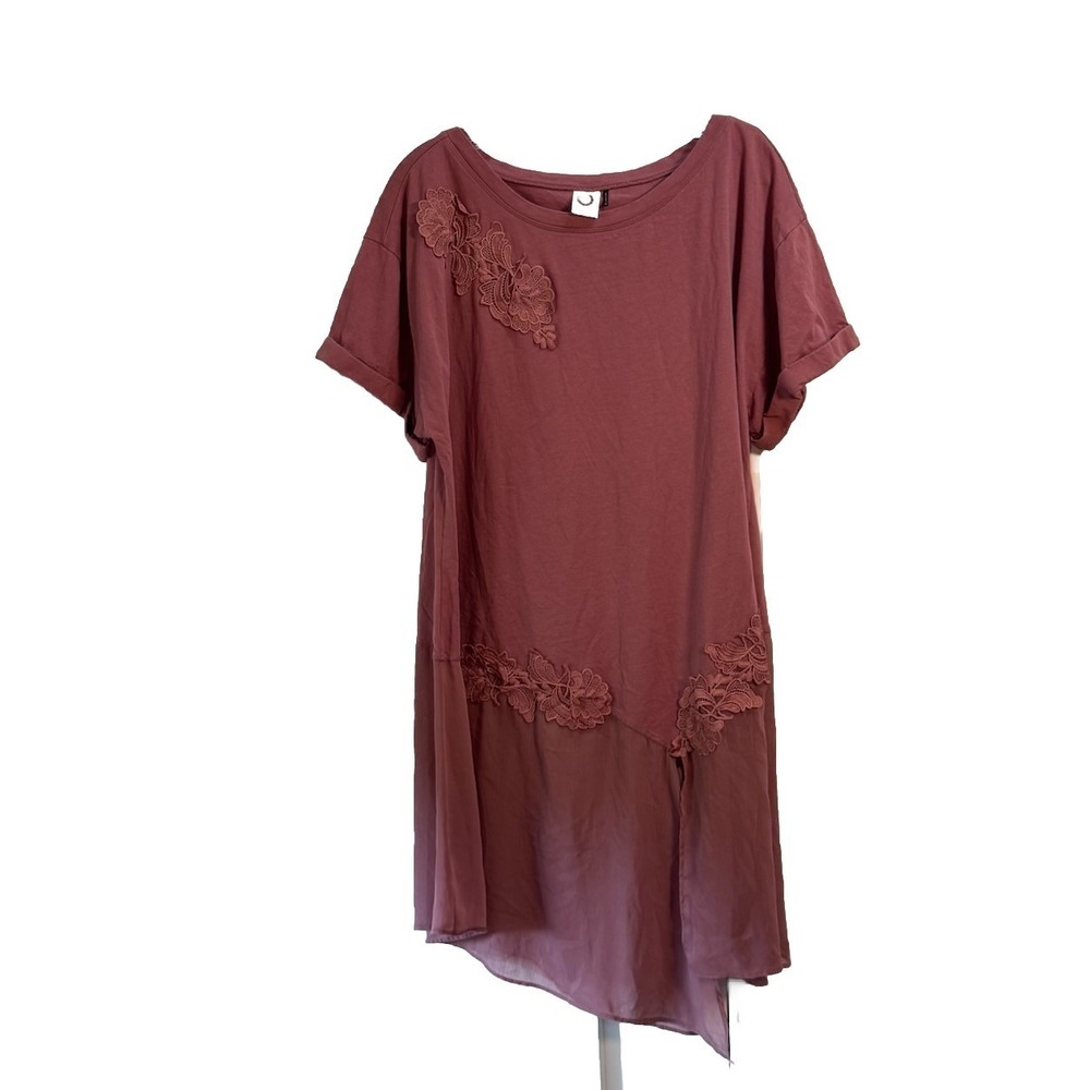 Akemi + Kin Anthropologie Kris Lace Applique Tunic Floral Embroidery Size XL